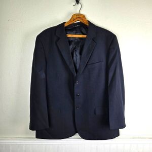 Hugo Boss Men's 44S Navy Pinstripe Blazer 3 Button Wool Super 120s Sport Coat